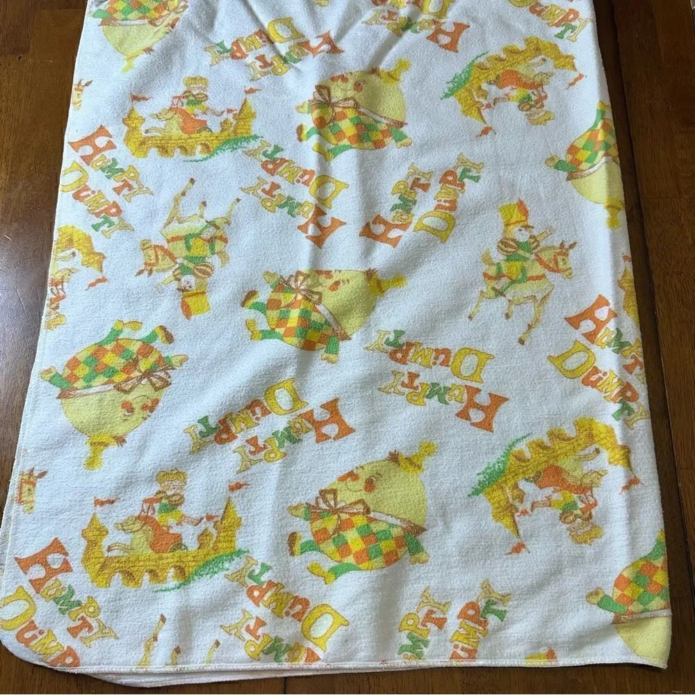 Vintage Humpty Dumpty Mother Goose Nursery Rhymes Baby Flannel Blanket 40”x24”